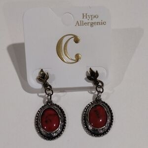 Dainty Dual tones Red Hypoallergenic 1.75" Drop Dangle Earrings, Women's Jewelry
